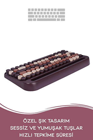KB-99 MOCHA 2.4G+BT1+BT2 Çoklu Cihaz Bağlantılı Q Kablosuz klavye
