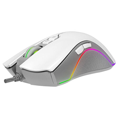 Mouse Oyuncu Gaming Rgb 7 Tuşlu Makro 12800 Dpi Rampage SMX-R22 PHOENIX Beyaz
