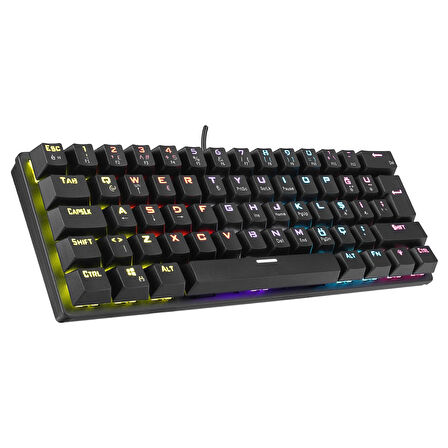 Rampage ALLY K11 Siyah Rainbow Q Bilek Destekli Blue Switch Gaming Oyuncu Klavye