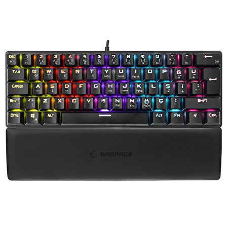 Rampage ALLY K11 Siyah Rainbow Q Bilek Destekli Blue Switch Gaming Oyuncu Klavye