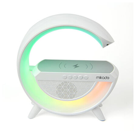 Mikado MD-G111 Beyaz 10W 1800mAh BT/TF/USB/15W Wireless Şarj RGB Işıklı Speaker Mikado