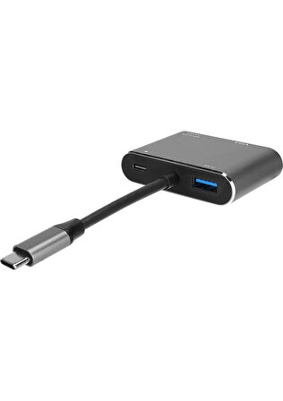 Hytech Destekli 4k Usb-C - Hdtv + Vga + Usb - Tip C Adaptör 4'ü 1 Arada Hy-Usbc22