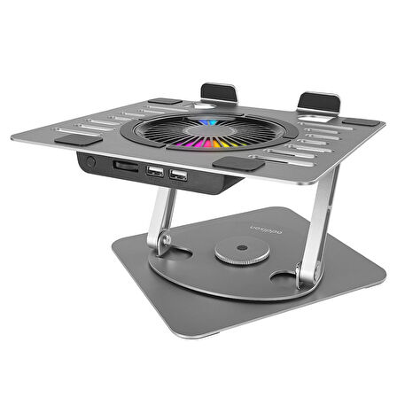 Addison AD-RC35 360 Derece Dönebilen Fanlı RGB Işıklı Ayarlanabilir Metal Laptop Stand