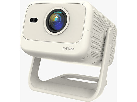 EVEREST PJ05 Adonis 4K Destekli Android 9.0 12.000 Lümen Otomatik Odaklanma Taşınabilir Projeksiyon Cihazı Krem