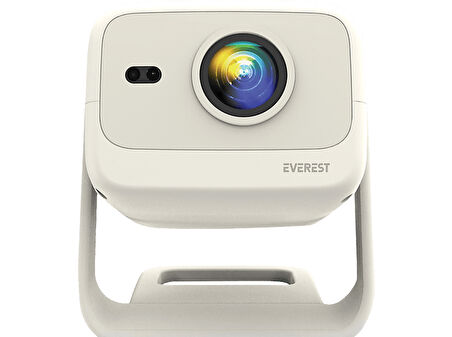 EVEREST PJ05 Adonis 4K Destekli Android 9.0 12.000 Lümen Otomatik Odaklanma Taşınabilir Projeksiyon Cihazı Krem