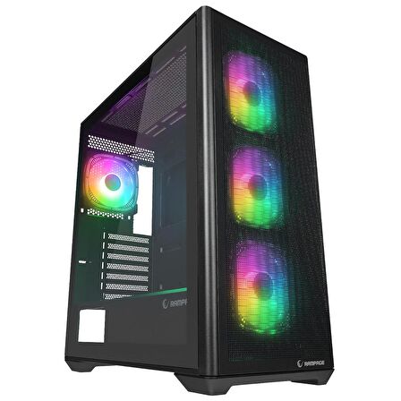 Rampage VORTEX V3 Siyah Mesh Temperli Cam 4*RGB Fan + Hub E-ATX Gaming Kasa