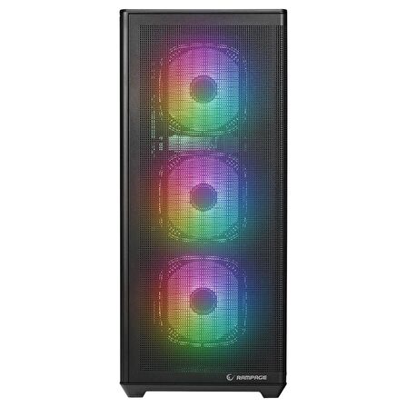 Rampage VORTEX V3 Siyah Mesh Temperli Cam 4*RGB Fan + Hub E-ATX Gaming Kasa