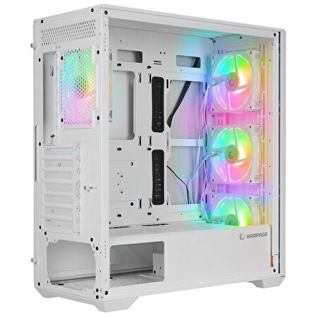 Rampage VORTEX V3 Beyaz Mesh Temperli Cam 4*RGB Fan + Hub E-ATX Gaming Kasa