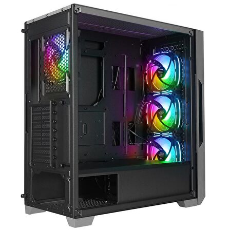 Rampage RADIANT V1 BLACK 2* USB3.0 Temperli 4*ARGB Fan+Hub E-ATX Exclusive Gaming Kasa