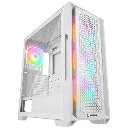 Rampage RADIANT V1 WHITE 2* USB3.0 Temperli 4*ARGB Fan+Hub E-ATX Exclusive Gaming Kasa