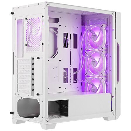 Rampage RADIANT V1 WHITE 2* USB3.0 Temperli 4*ARGB Fan+Hub E-ATX Exclusive Gaming Kasa