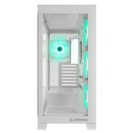 Rampage HYDRA V2 WHITE Type-C+USB3.0 Temperli 4*ARGB Infinity Fan+Hub E-ATX Exclusive Gaming Kasa