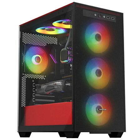 Rampage BLAZE Mesh Temperli Camlı Siyah 4* 12cmARGB Fan M-ATX Mid-T Gaming Oyuncu Kasası