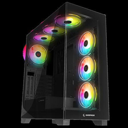 Rampage HYDRA V3 BLACK Camlı 7*12cm RGB Fan ATX Gaming Kasa