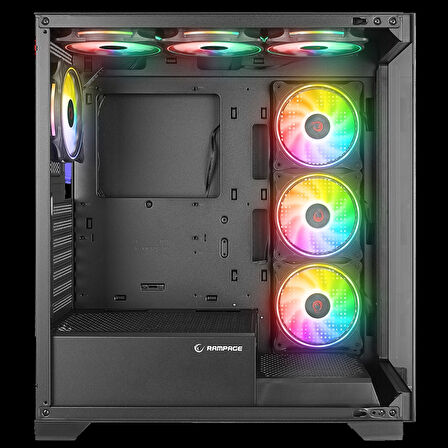 Rampage HYDRA V3 BLACK Camlı 7*12cm RGB Fan ATX Gaming Kasa