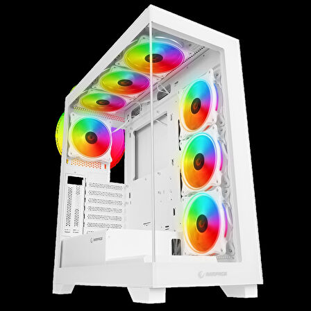 Rampage HYDRA V3 WHITE Camlı 7*12cm RGB Fan ATX Gaming Kasa