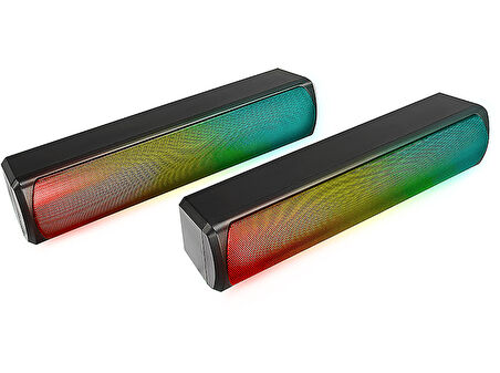 MIKADO MD-183 2.0 3W*2 Bluetooth RGB Aydınlatmalı USB + 3.5mm USB 5V Hoparlör Siyah