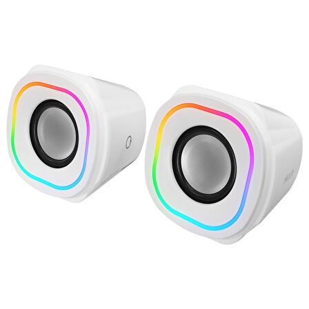 ÖZKA GSM Mikado MD-180 2.0 3W*2 Beyaz RGB Aydınlatmalı USB + 3.5mm USB 5V Speaker Hoparlör