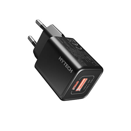 Hytech HY-XEG35 Type USB-C 35W PD + 18W USB QC 3.0 GAN PD/PPS Siyah Hızlı Ev Şarj Adaptörü