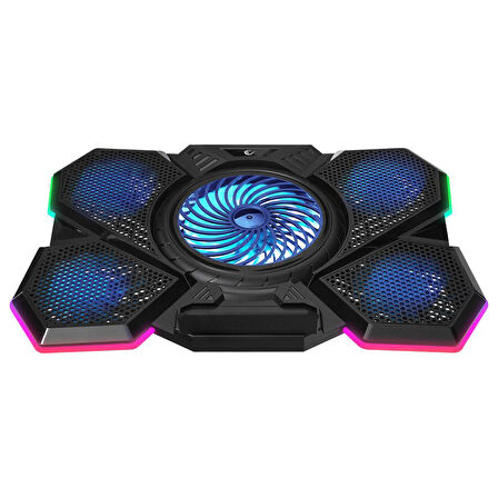 Addison Rampage AD-RC13 BELLATRIX Siyah 5 Fan 2 USB RGB Işıklı 15"-17" Notebook Soğutucu Stand