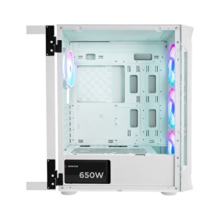 Rampage Prolix Mesh 650W 80+ Beyaz Temperli Cam 4x120mm ARGB Fan ATX Mid-Tower Gaming (Oyuncu) Kasası