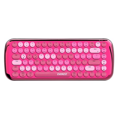 ÖZKA GSM Everest KB-BT09 PARRY Renkli Tuşlu Pembe Bluetooth+ 2.4Ghz Q Yuvarlak Tuşlu Mekanik Klavye Kablosuz klavye
