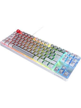Rampage Yoru Tkl Gri/beyaz Type-C Bağlantılı Outemu Red Swich Q Mekanik Gaming Oyuncu Klavye Rgb