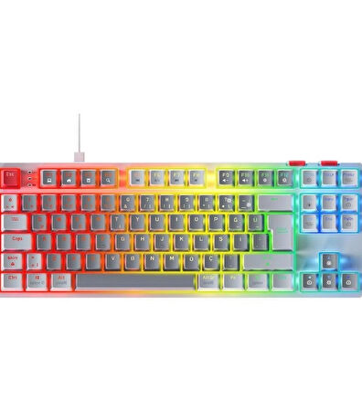 Rampage Yoru Tkl Gri/beyaz Type-C Bağlantılı Outemu Red Swich Q Mekanik Gaming Oyuncu Klavye Rgb
