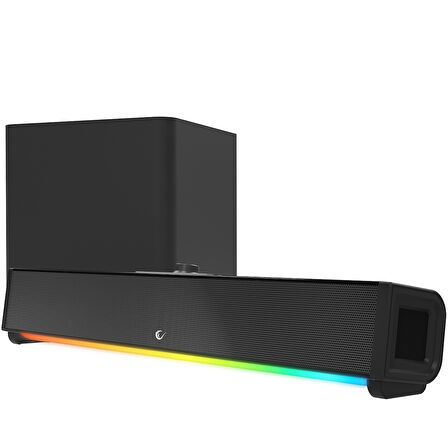 Ayt Rampage RM-1 Soundwave Plus Siyah 2x15 Watt+34 Watt BT+USB+AUX+TF Kartlı Gaming Soundbar