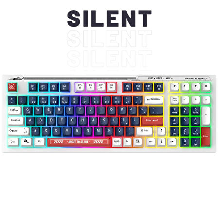 Everest KB-98 SILENT Mavi/Beyaz/Kırmızı SESSİZ Rainbow Q Membrane Oyuncu Klavyesi