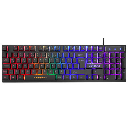 Klavye Oyuncu Gaming Rgb Rainbow Membrane Everest KB-24 Siyah