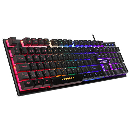 Klavye Oyuncu Gaming Rgb Rainbow Membrane Everest KB-24 Siyah