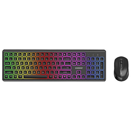 Everest KM-319BT Siyah 2.4G+BT1+BT2 Çoklu Cihaz Bağlantılı Q Set Kablosuz Klavye + Mouse