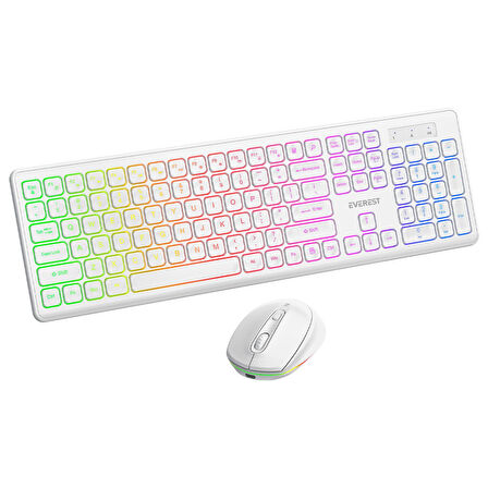 Everest KM-319BT Q Türkçe RGB Kablosuz Oyuncu Klavye Mouse Seti
