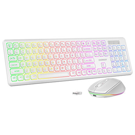 Everest KM-319BT Q Türkçe RGB Kablosuz Oyuncu Klavye Mouse Seti