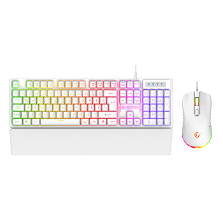 Rampage KM-RX7 Fortuna V2 Beyaz Rainbow TR Q 8 Tuş 12800 DPI Klavye Mouse Set - 40900