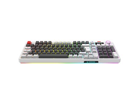 RAMPAGE Loyal Pro 3 BT + 2.4 IPS Ekranlı Red Switch RGB Mekanik Kablosuz Klavye Gri/Beyaz