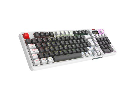 RAMPAGE Loyal Pro 3 BT + 2.4 IPS Ekranlı Red Switch RGB Mekanik Kablosuz Klavye Gri/Beyaz