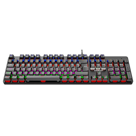 Everest KB-MK1 Lumos Siyah USB Rainbow Aydınlatmalı Red Switch Full Anti-Ghosting Mekanik Gaming Oyuncu Klavye