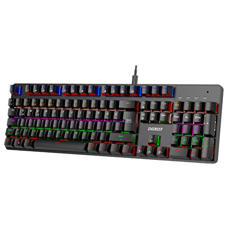Everest KB-MK1 Lumos Siyah USB Rainbow Aydınlatmalı Red Switch Full Anti-Ghosting Mekanik Gaming Oyuncu Klavye