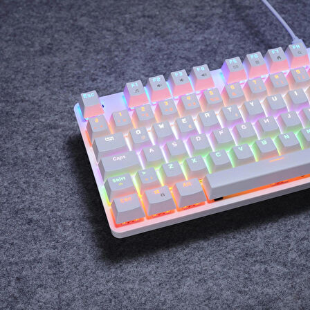 Everest KB-MK1 Lumos Beyaz USB Rainbow Aydınlatmalı Blue Switch Full Anti-Ghosting Mekanik Gaming Oyuncu Klavye