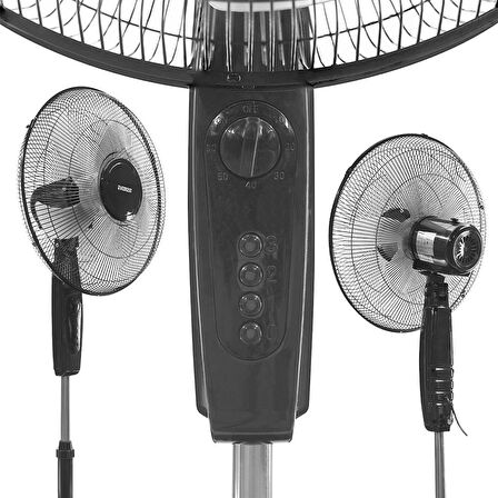 Everest FAN11 Cool Air 16 İnç 45 Watt 5 Pervaneli 3 Kademe 1200RPM Zaman Ayarlı Vantilatör Siyah