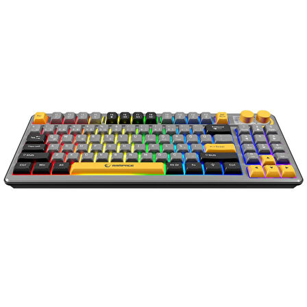 Rampage CYCLONE Gri/Siyah/Sarı USB RGB Aydınlatmalı Q Compact Membrane Gaming Oyuncu Klavye