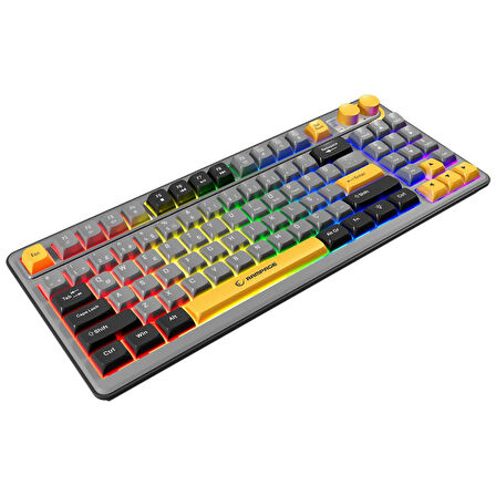 Rampage CYCLONE Gri/Siyah/Sarı USB RGB Aydınlatmalı Q Compact Membrane Gaming Oyuncu Klavye