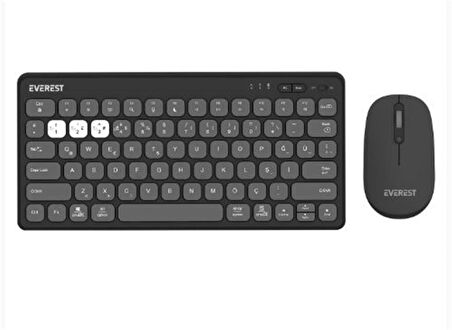 Everest LUMI KM-BT903 Gri 3in1 3 BT + 2.4 1600dpi  Q 4 Cihaz Bağlantılı Kablosuz Klavye + Mouse Set