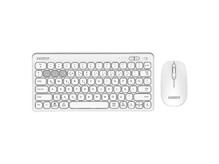 EVEREST Lumi KM-BT903 3in1 3 BT + 2.4 1600dpi Ultra İnce Q 4 Cihaz Bağlantılı Klavye ve Mouse Set Beyaz