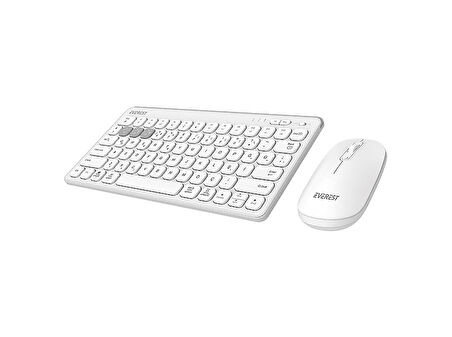 EVEREST Lumi KM-BT903 3in1 3 BT + 2.4 1600dpi Ultra İnce Q 4 Cihaz Bağlantılı Klavye ve Mouse Set Beyaz