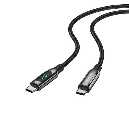 S-Link Armor Led Lcc-0100 100W 1 Metre Type-C To Type-C Pd Örgülü Led Başlıklı Siyah Hızlı Şarj Kablosu