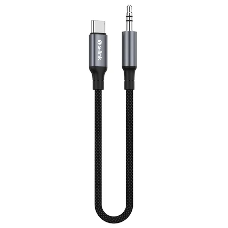 S-Link Armor Mc-01 120CM Type-C To M Aux Örgülü Metal Başlıklı Siyah Ses Kablosu