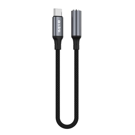 S-Link Armor Fc-01 15Cm Type-C To F Aux Örgülü Metal Başlıklı Siyah Ses Kablosu